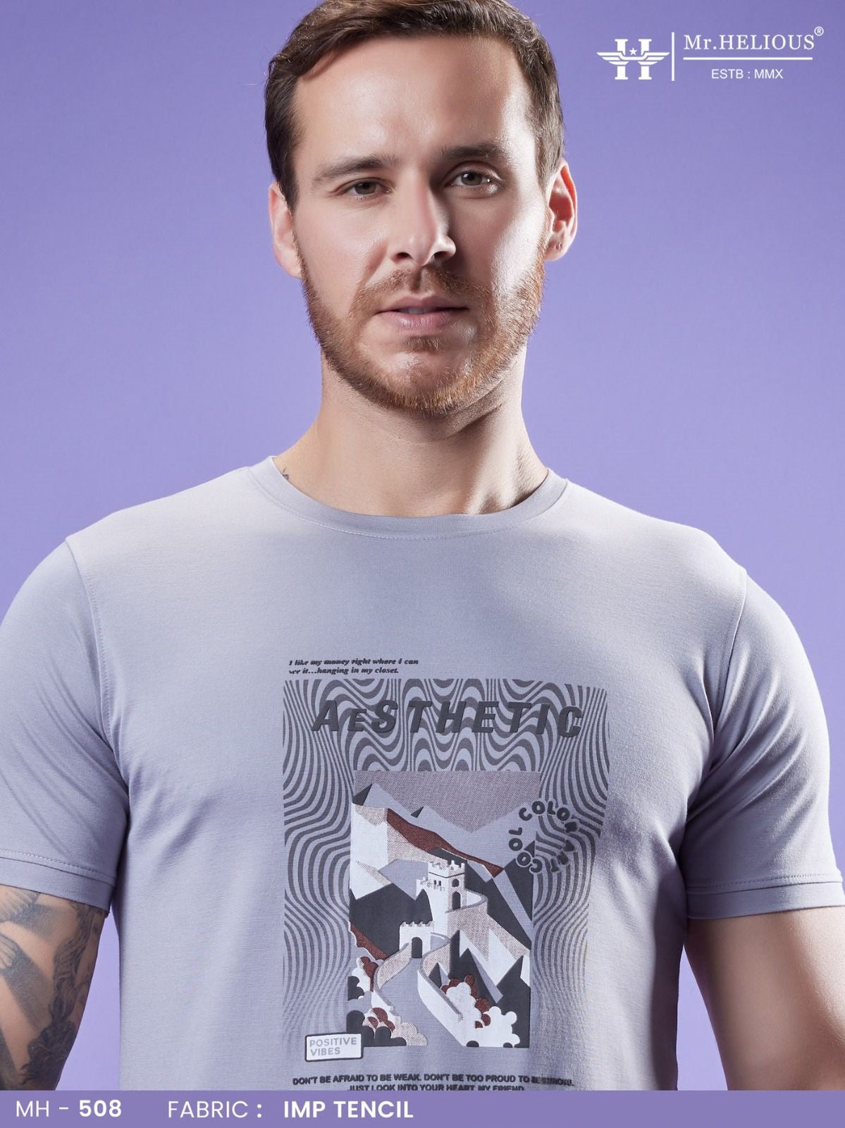 Mh 508 Mr. Helious Tencil Mens Tshirts Supplier