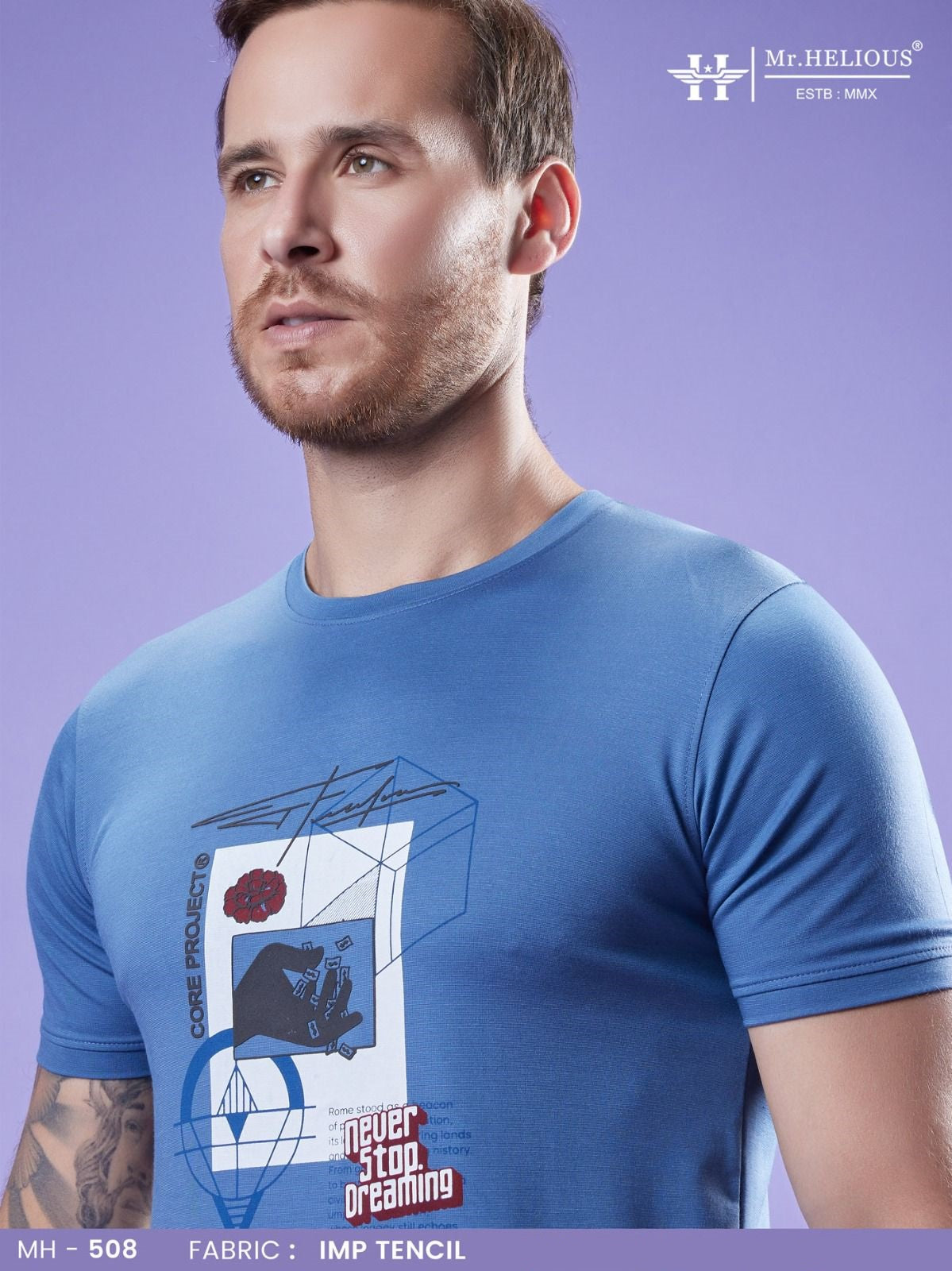 Mh 508 Mr. Helious Tencil Mens Tshirts Supplier