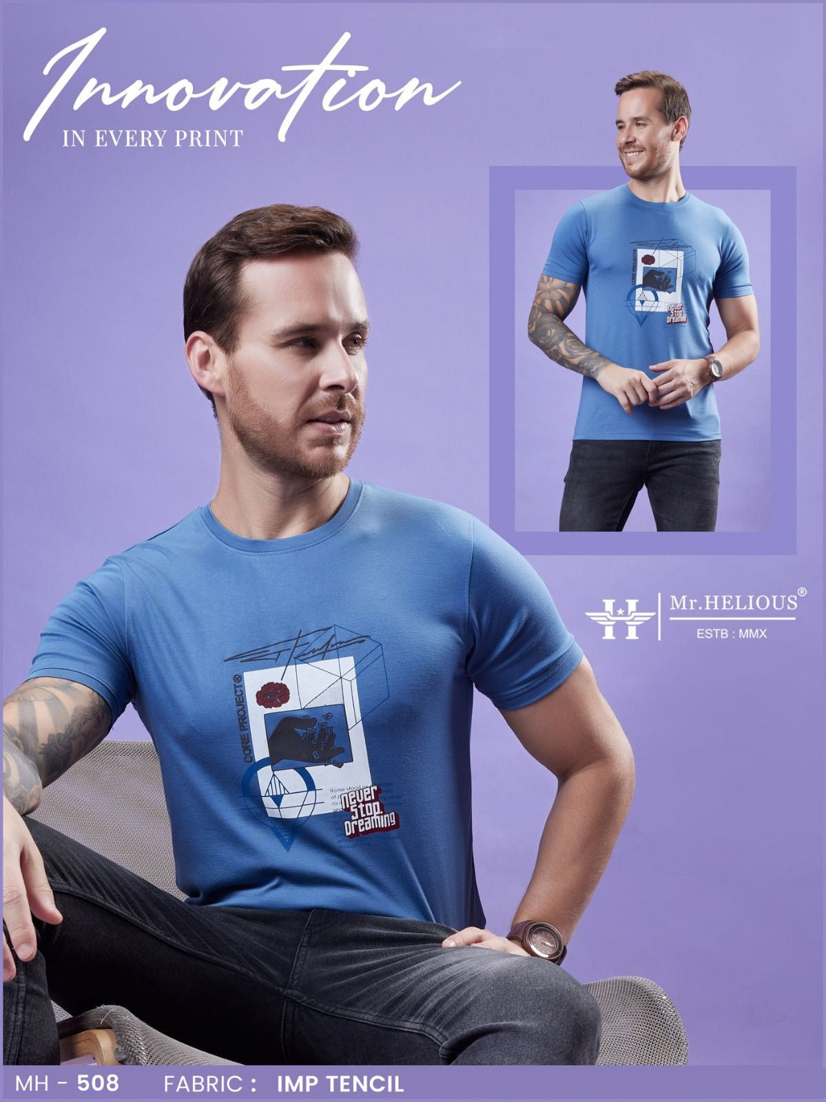 Mh 508 Mr. Helious Tencil Mens Tshirts Supplier