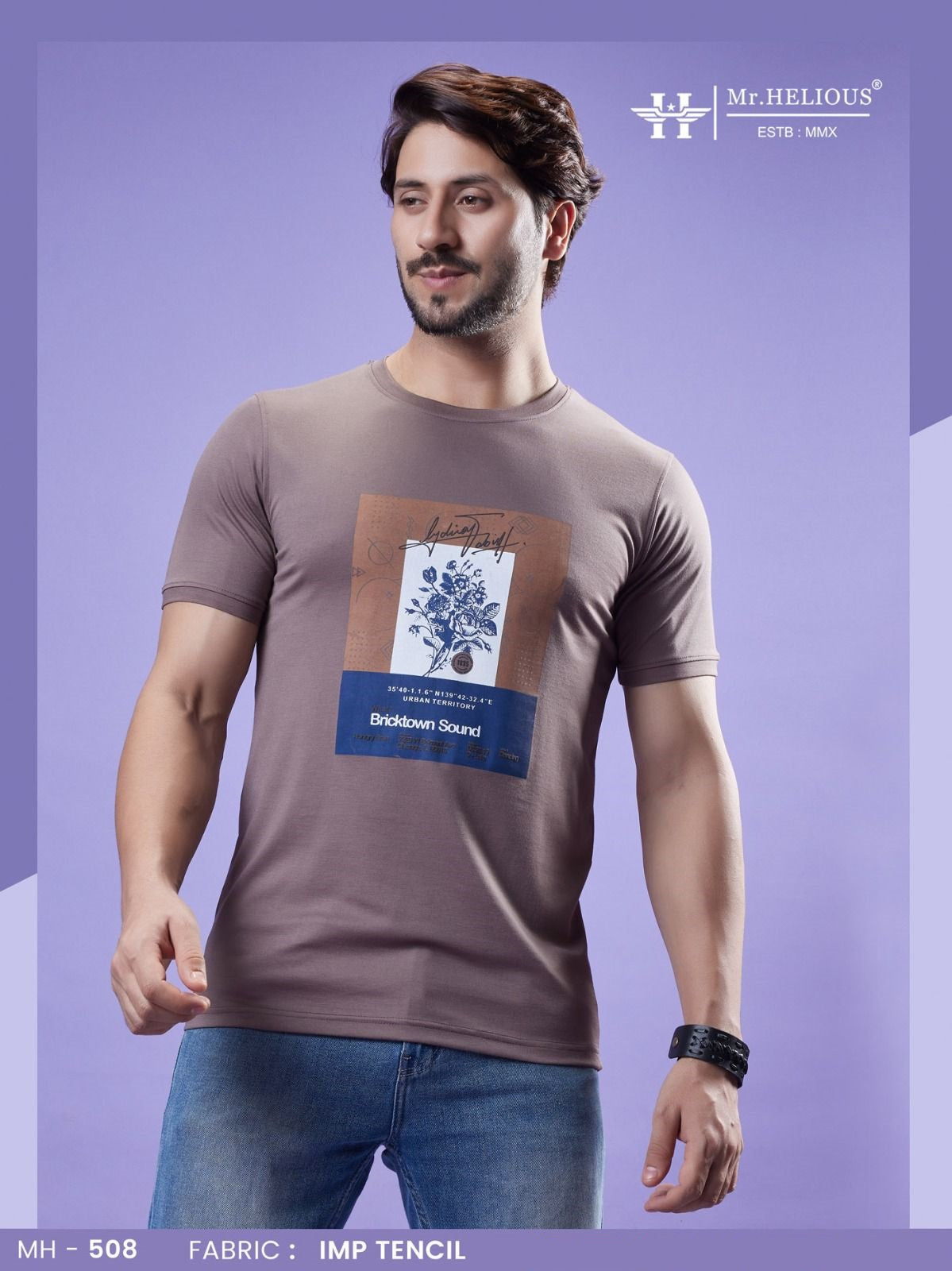 Mh 508 Mr. Helious Tencil Mens Tshirts Supplier