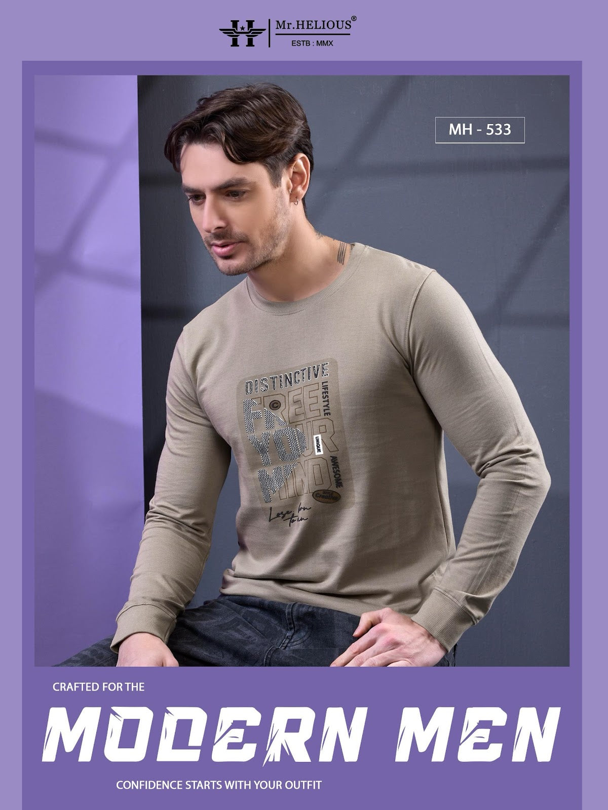 Mh 533 Mr. Helious Cotton Looper Mens Tshirts Wholesaler India