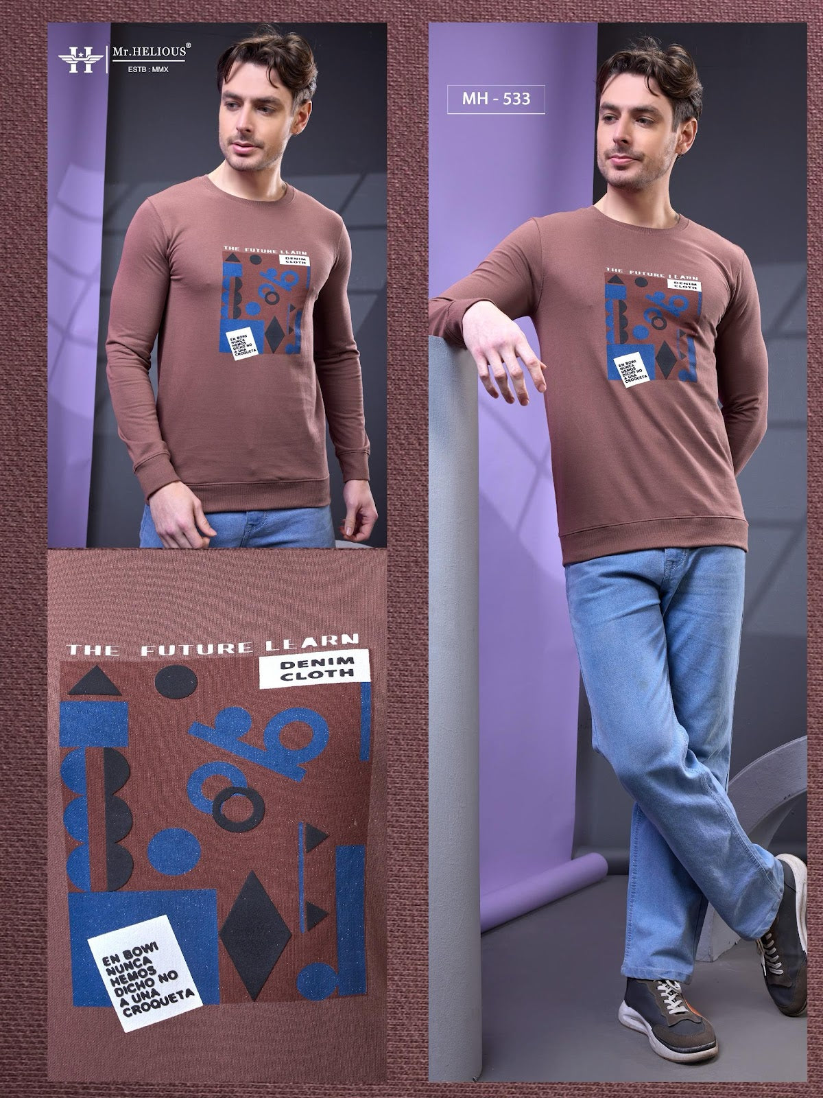 Mh 533 Mr. Helious Cotton Looper Mens Tshirts Wholesaler India