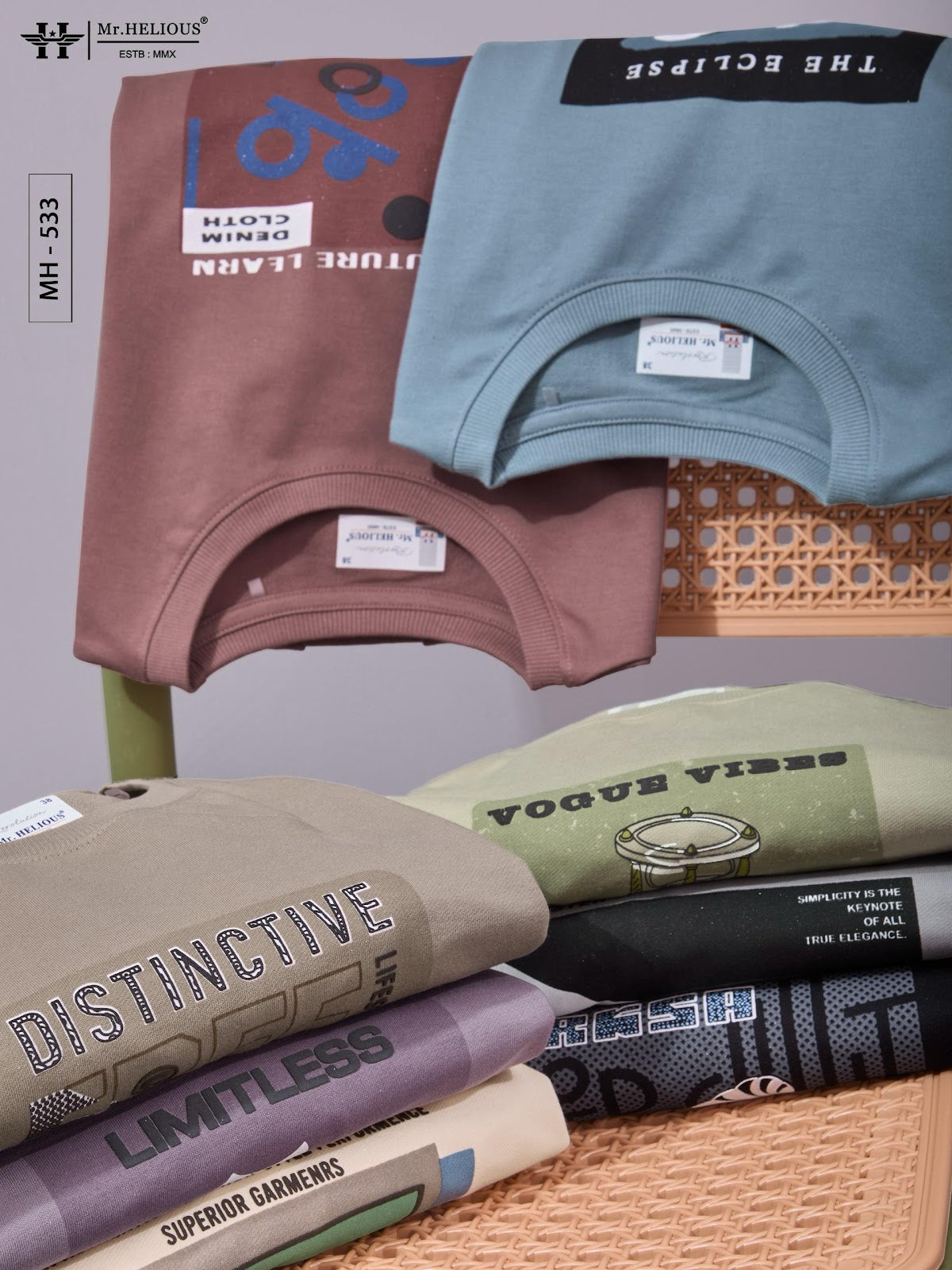 Mh 533 Mr. Helious Cotton Looper Mens Tshirts Wholesaler India