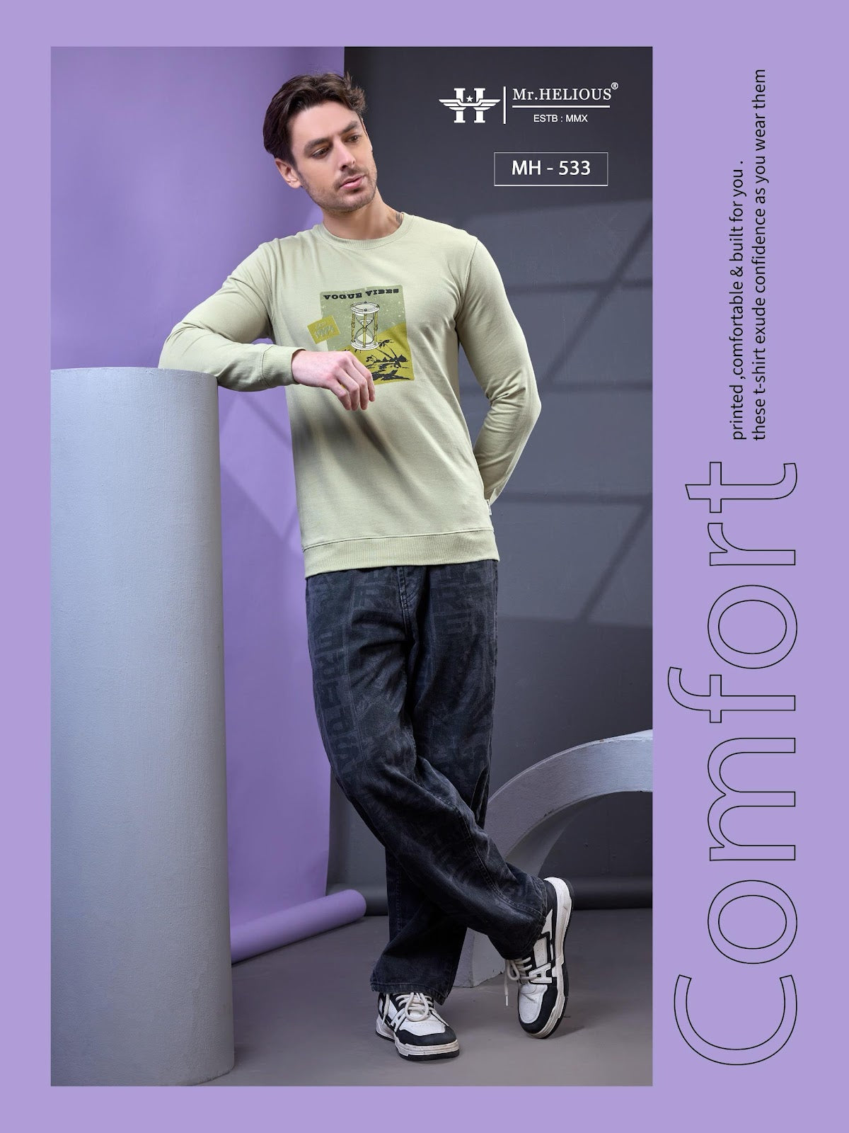 Mh 533 Mr. Helious Cotton Looper Mens Tshirts Wholesaler India