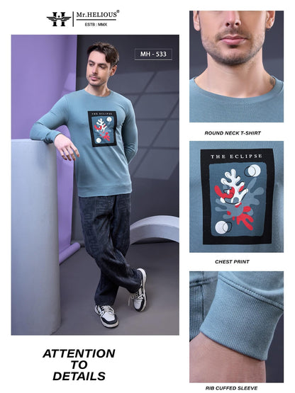Mh 533 Mr. Helious Cotton Looper Mens Tshirts Wholesaler India