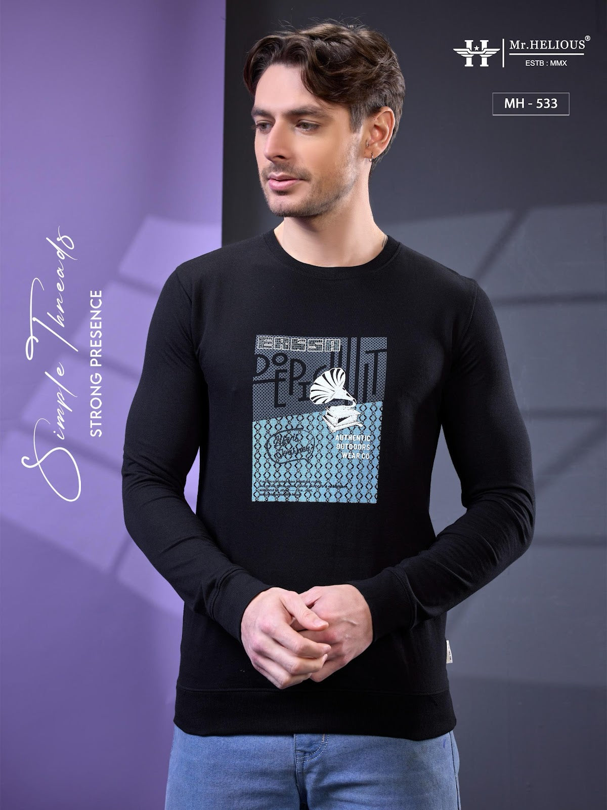 Mh 533 Mr. Helious Cotton Looper Mens Tshirts Wholesaler India