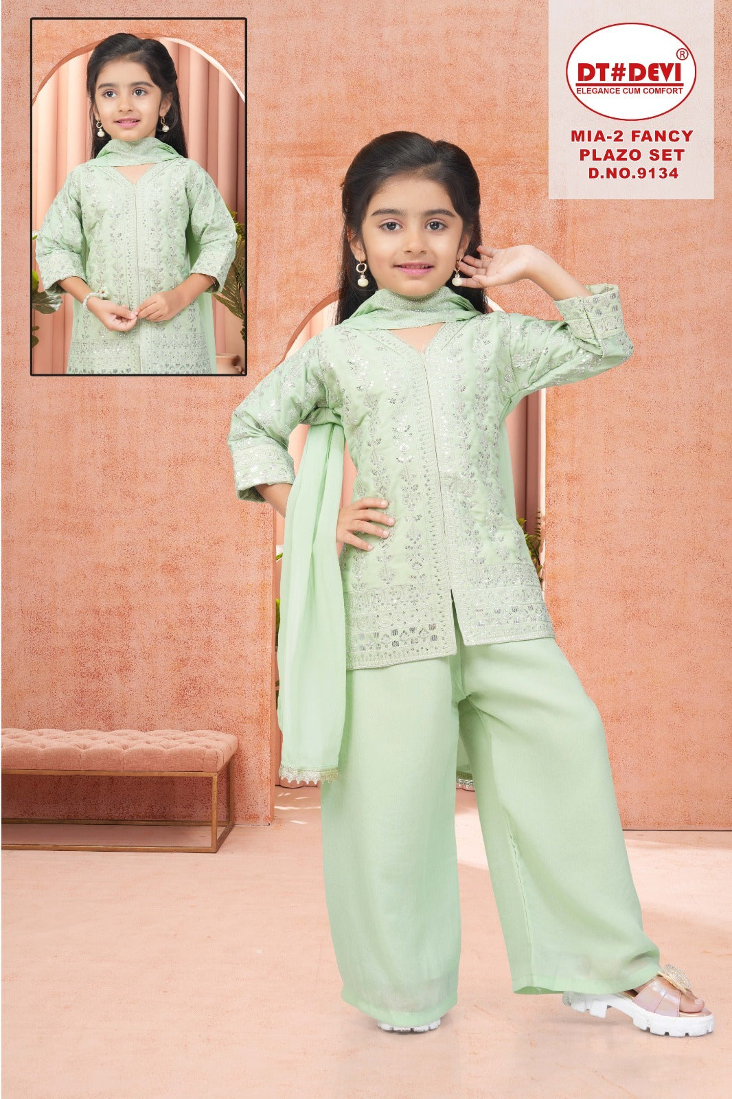 Mia 2 Dn 9134 Dt Devi Georgette Girls Indowestern Pair Exporter Ahmedabad