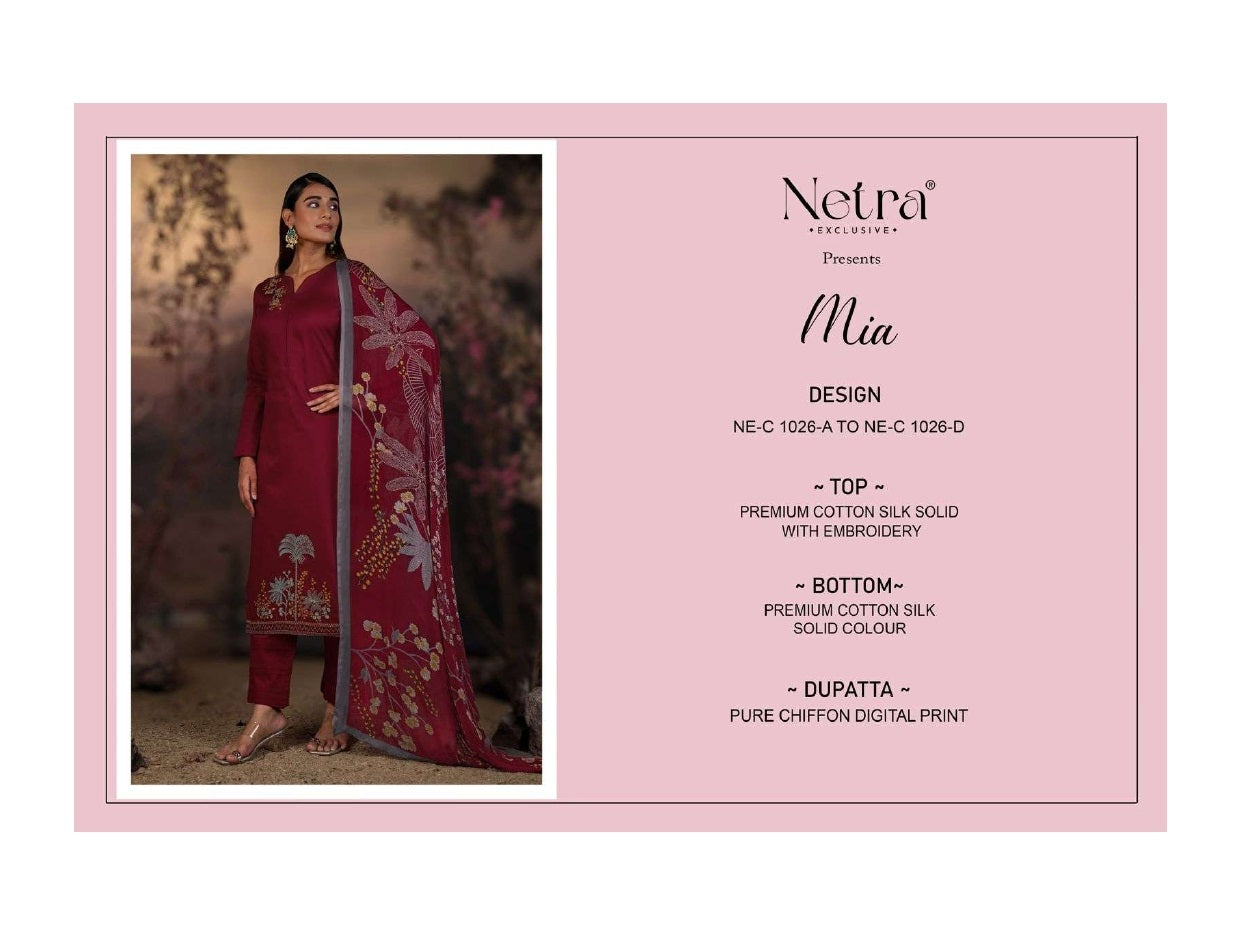 Mia Netra Premium Cotton Pant Style Suits Wholesaler Ahmedabad