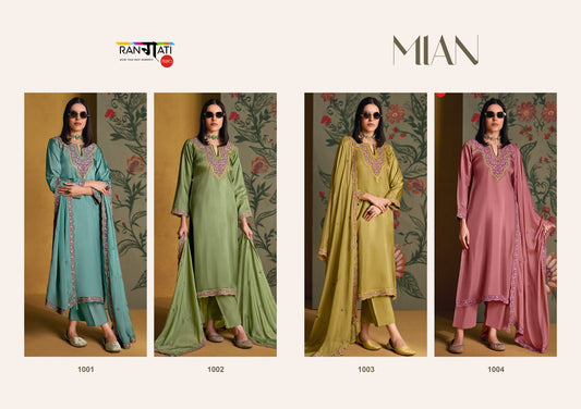 Mian Rangati Prints Pure Silk Pant Style Suits Wholesaler Ahmedabad