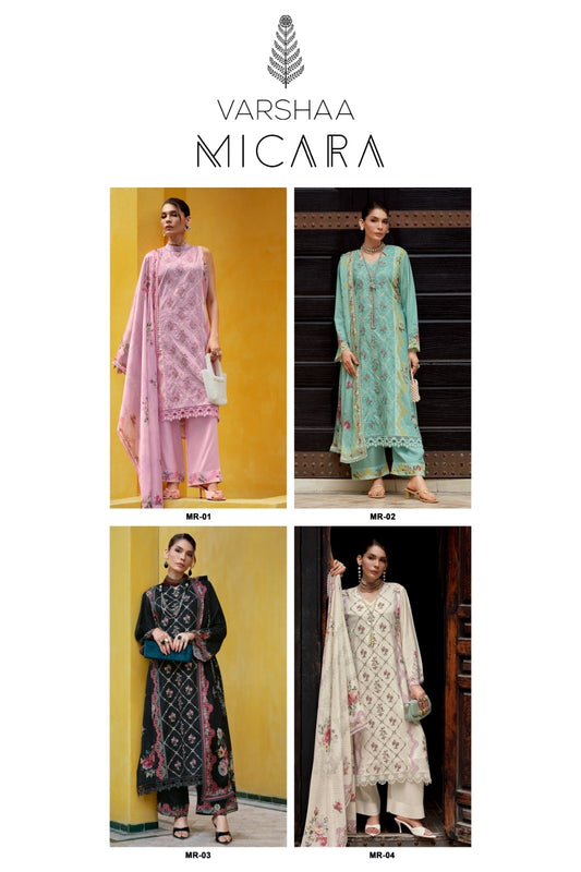 Micara Varshaa Viscose Muslin Pant Style Suits Wholesaler India
