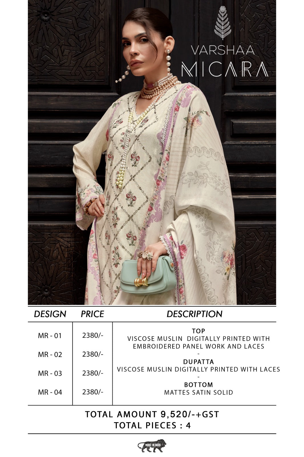 Micara Varshaa Viscose Muslin Pant Style Suits Wholesaler India