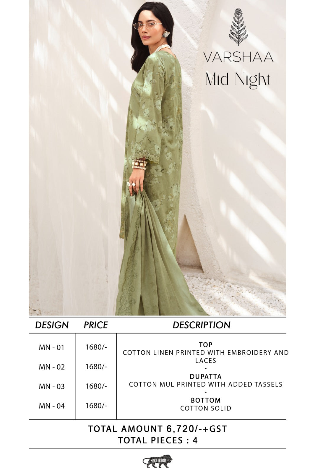 Mid Night Varshaa Cotton Linen Pant Style Suits Wholesaler Gujarat