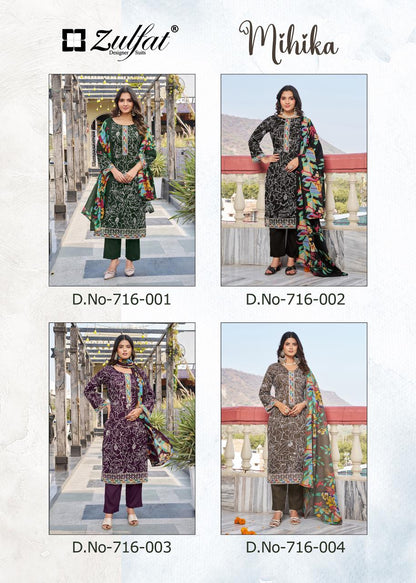Mihika Zulfat Designer Cotton Karachi Salwar Suits Wholesaler