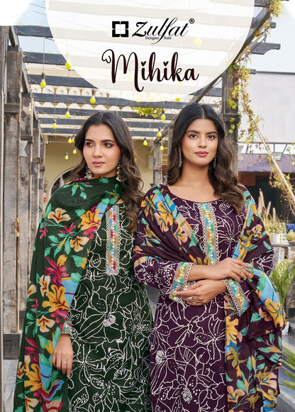 Mihika Zulfat Designer Cotton Karachi Salwar Suits Wholesaler