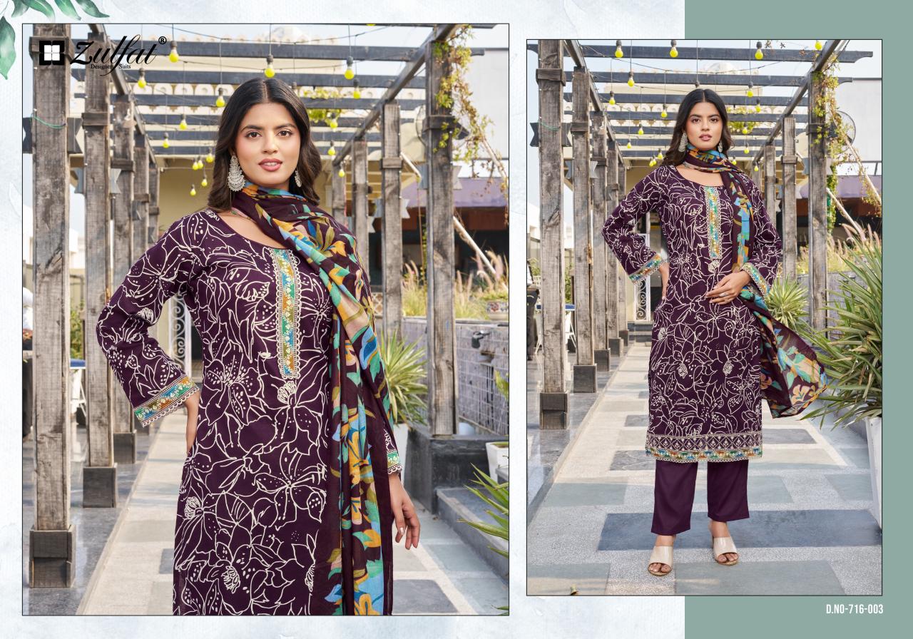 Mihika Zulfat Designer Cotton Karachi Salwar Suits Wholesaler