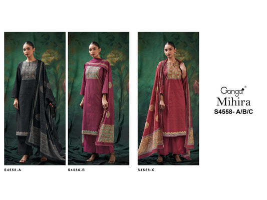 Mihira 4558 Ganga Cotton Plazzo Style Suits Supplier India