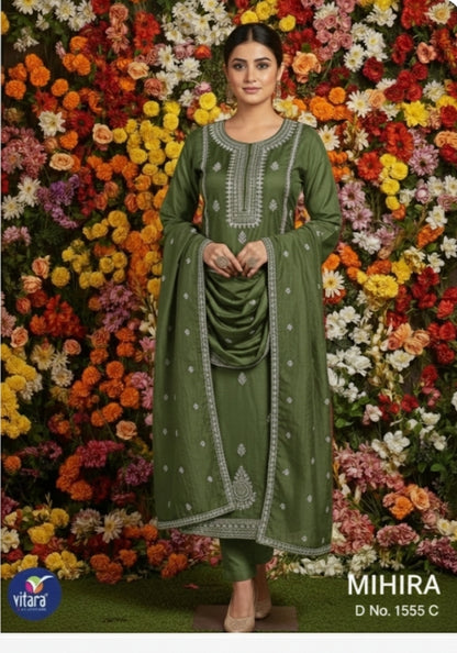 Mihira Vitara Dobby Readymade Pant Style Suits Supplier India