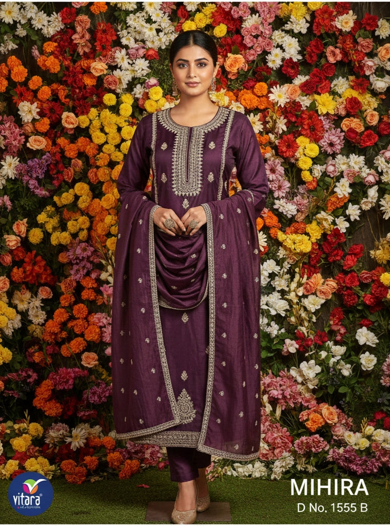 Mihira Vitara Dobby Readymade Pant Style Suits Supplier India