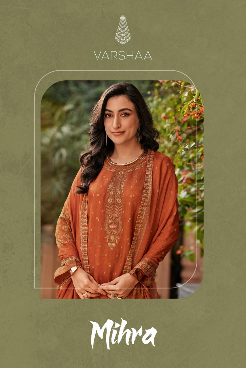 Mihra Varshaa Russian Silk Pant Style Suits Supplier India