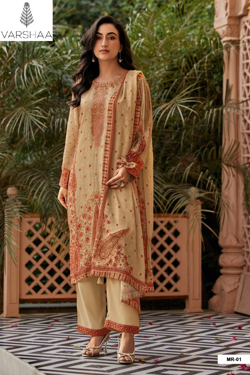 Mihra Varshaa Russian Silk Pant Style Suits Supplier India
