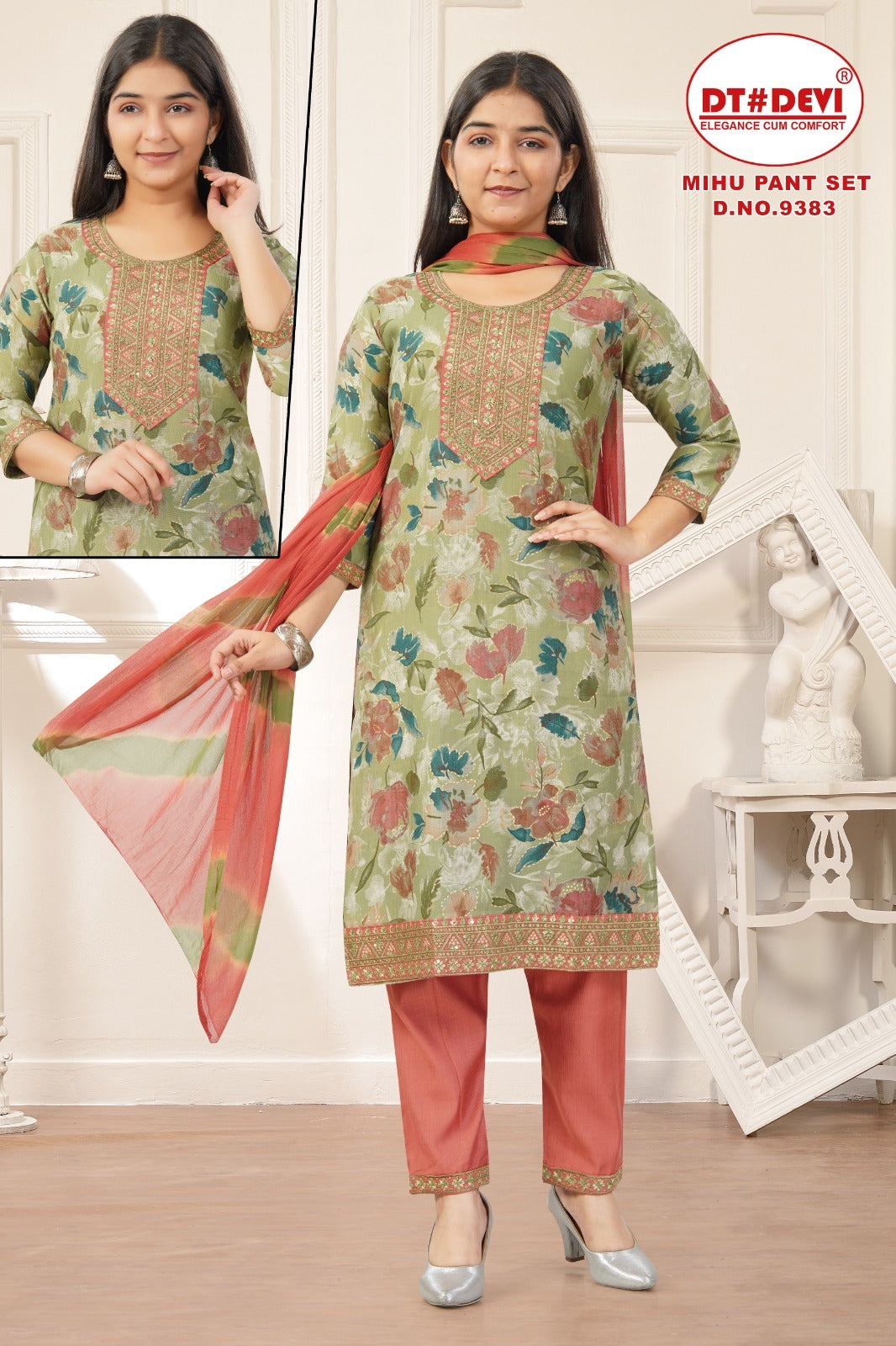 Mihu Dn 9383 Dt Devi Vetican Silk Girls Readymade Pant Suits Manufacturer