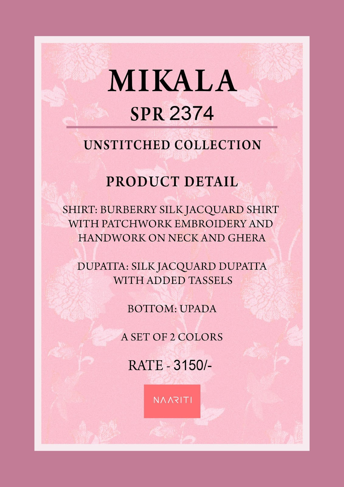 Mikala Naariti Silk Pant Style Suits Exporter