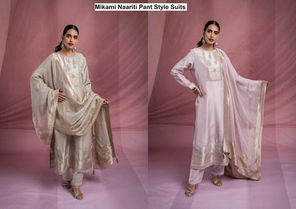 Mikami Naariti Silk Jacquard Pant Style Suits Wholesaler Ahmedabad
