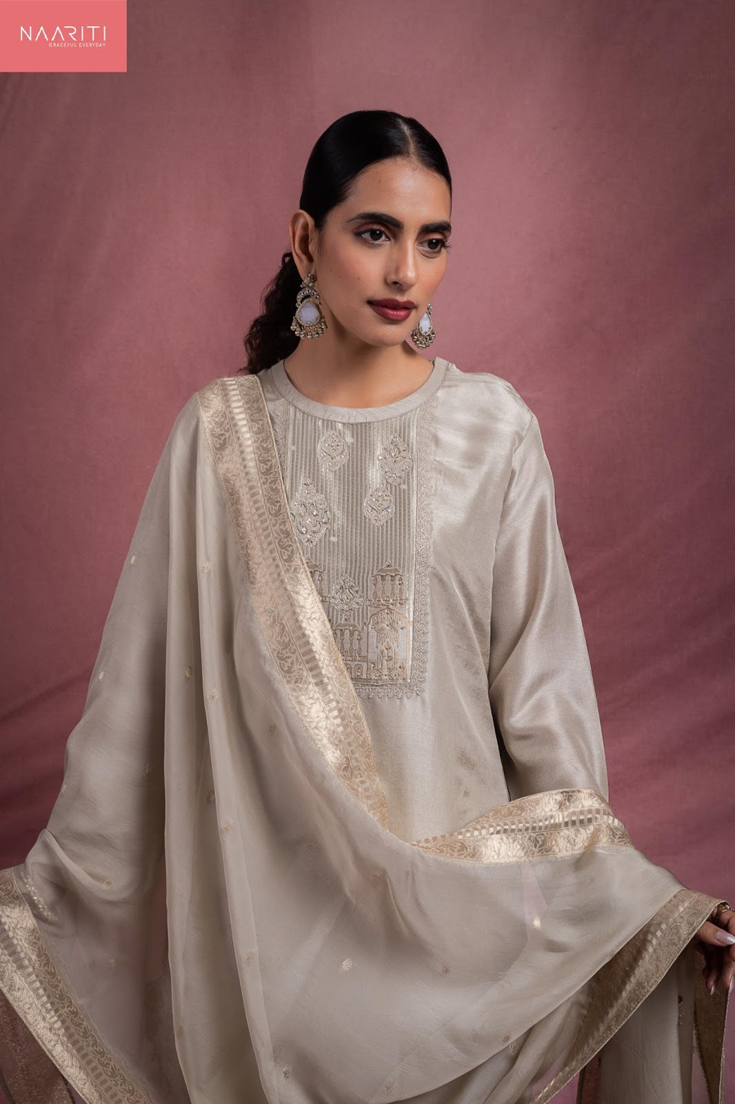 Mikami Naariti Silk Jacquard Pant Style Suits Wholesaler Ahmedabad