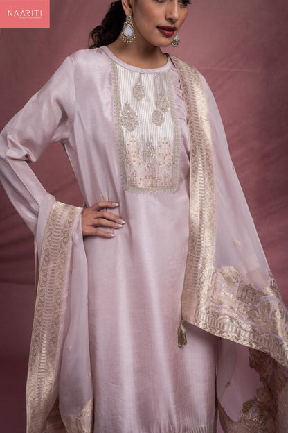 Mikami Naariti Silk Jacquard Pant Style Suits Wholesaler Ahmedabad