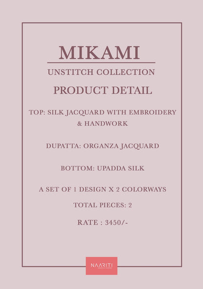 Mikami Naariti Silk Jacquard Pant Style Suits Wholesaler Ahmedabad
