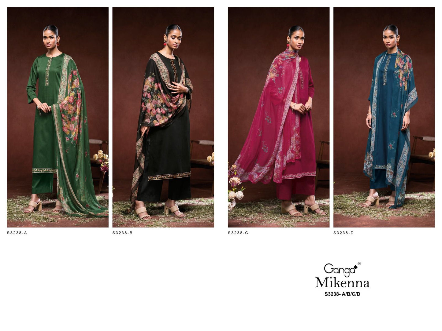 Mikenna S3238 Ganga Cotton Silk Plazzo Style Suits Manufacturer India