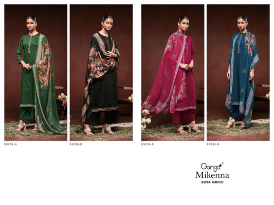 Mikenna S3238 Ganga Cotton Silk Plazzo Style Suits Manufacturer India