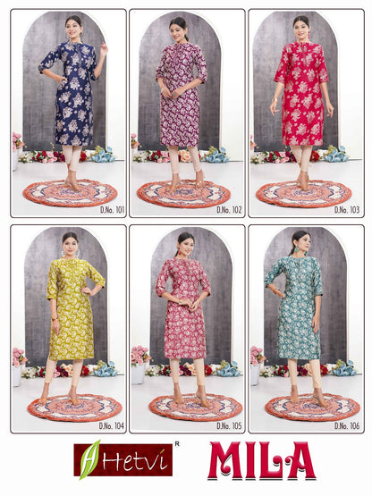 Mila Hetvi Berlin Knee Length Kurtis Exporter Ahmedabad