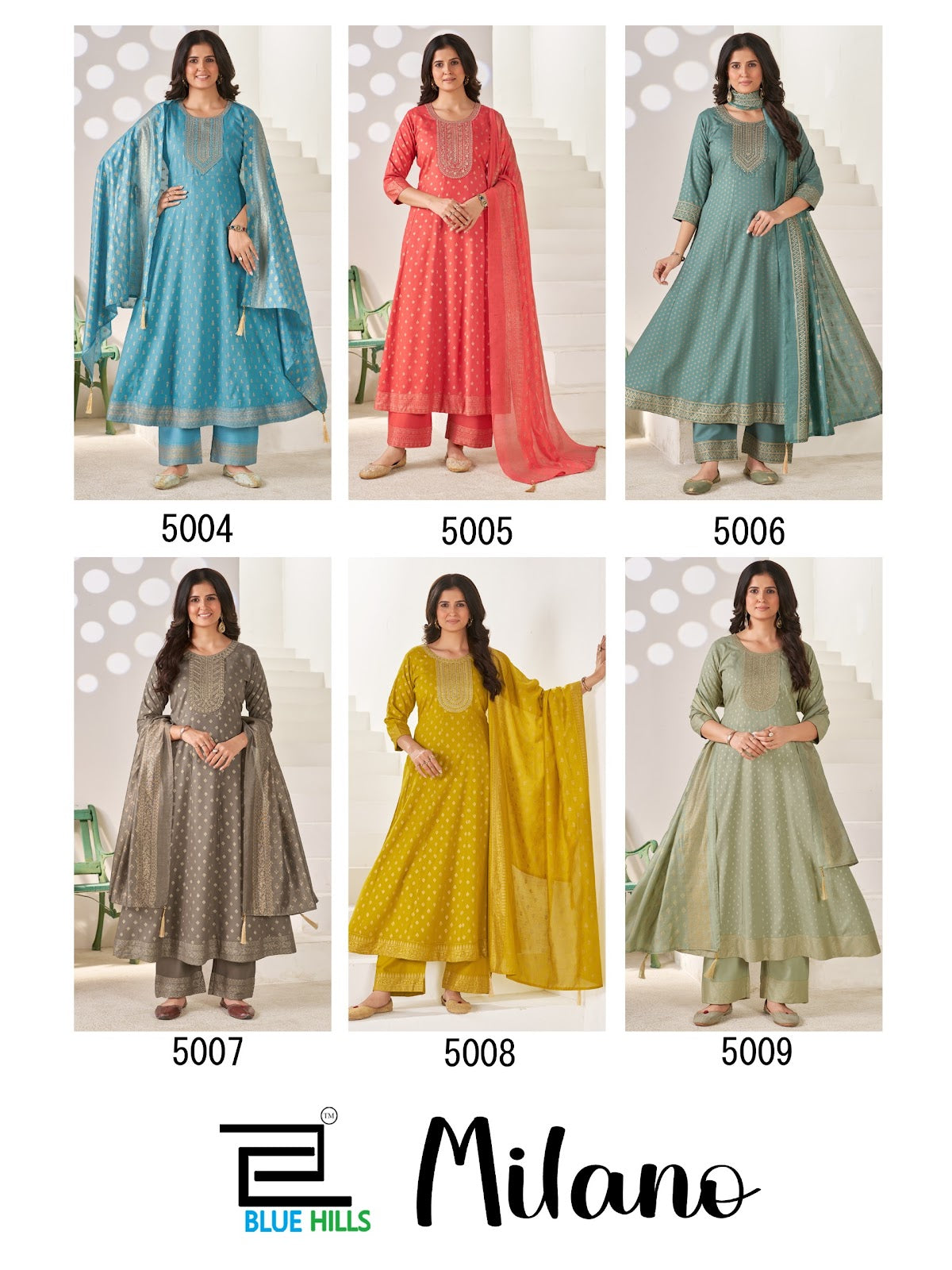 Milano Blue Hills Rayon 14Kg Readymade Anarkali Suits Wholesaler India