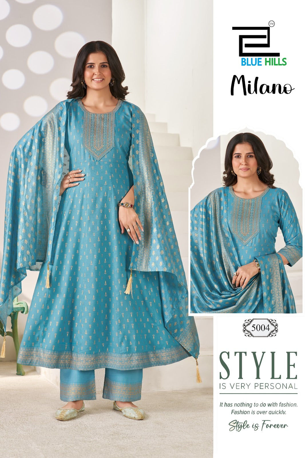 Milano Blue Hills Rayon 14Kg Readymade Anarkali Suits Wholesaler India