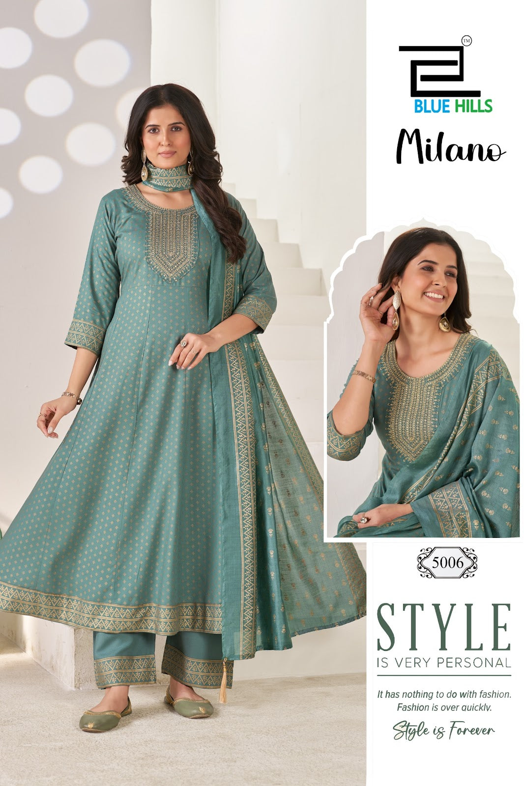 Milano Blue Hills Rayon 14Kg Readymade Anarkali Suits Wholesaler India