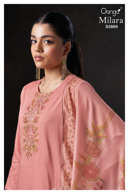 Milara 3869 Ganga Premium Cotton Plazzo Style Suits Wholesaler