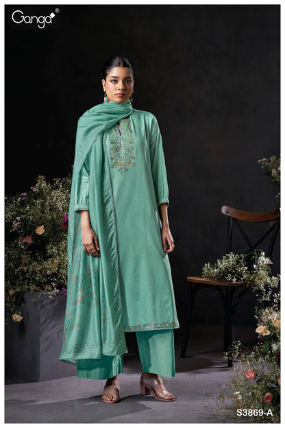 Milara 3869 Ganga Premium Cotton Plazzo Style Suits Wholesaler