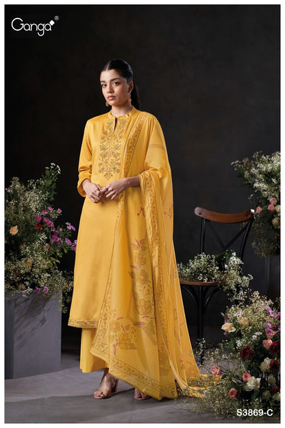 Milara 3869 Ganga Premium Cotton Plazzo Style Suits Wholesaler