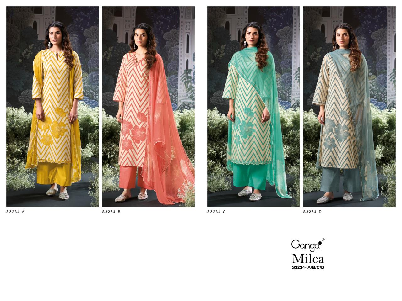 Milca S3234 Ganga Cotton Plazzo Style Suits Supplier
