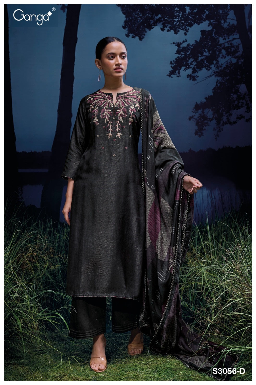 Milena 3056 Ganga Premium Bemberg Plazzo Style Suits Manufacturer Gujarat