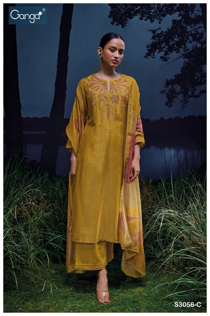 Milena 3056 Ganga Premium Bemberg Plazzo Style Suits Manufacturer Gujarat