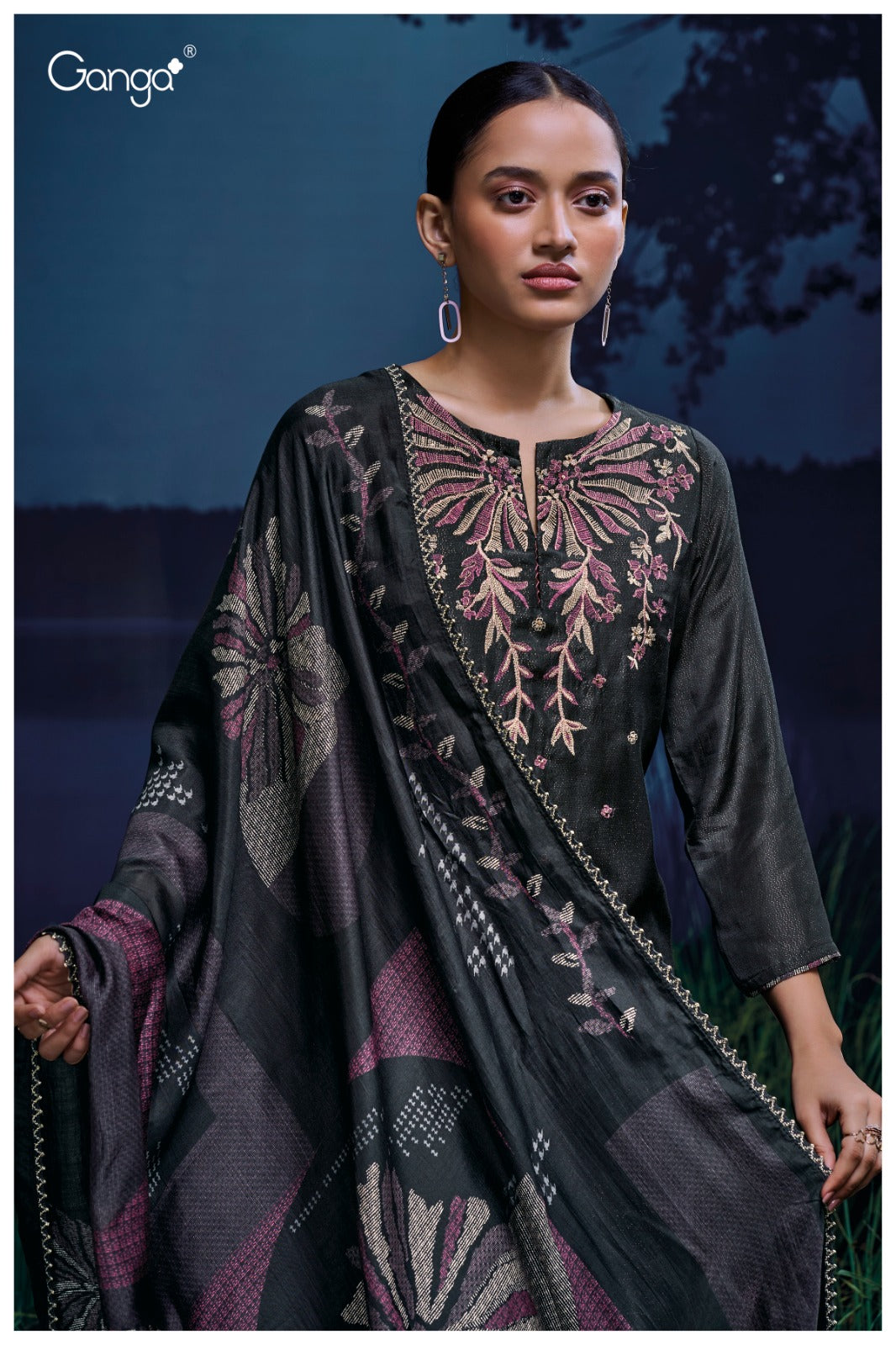 Milena 3056 Ganga Premium Bemberg Plazzo Style Suits Manufacturer Gujarat