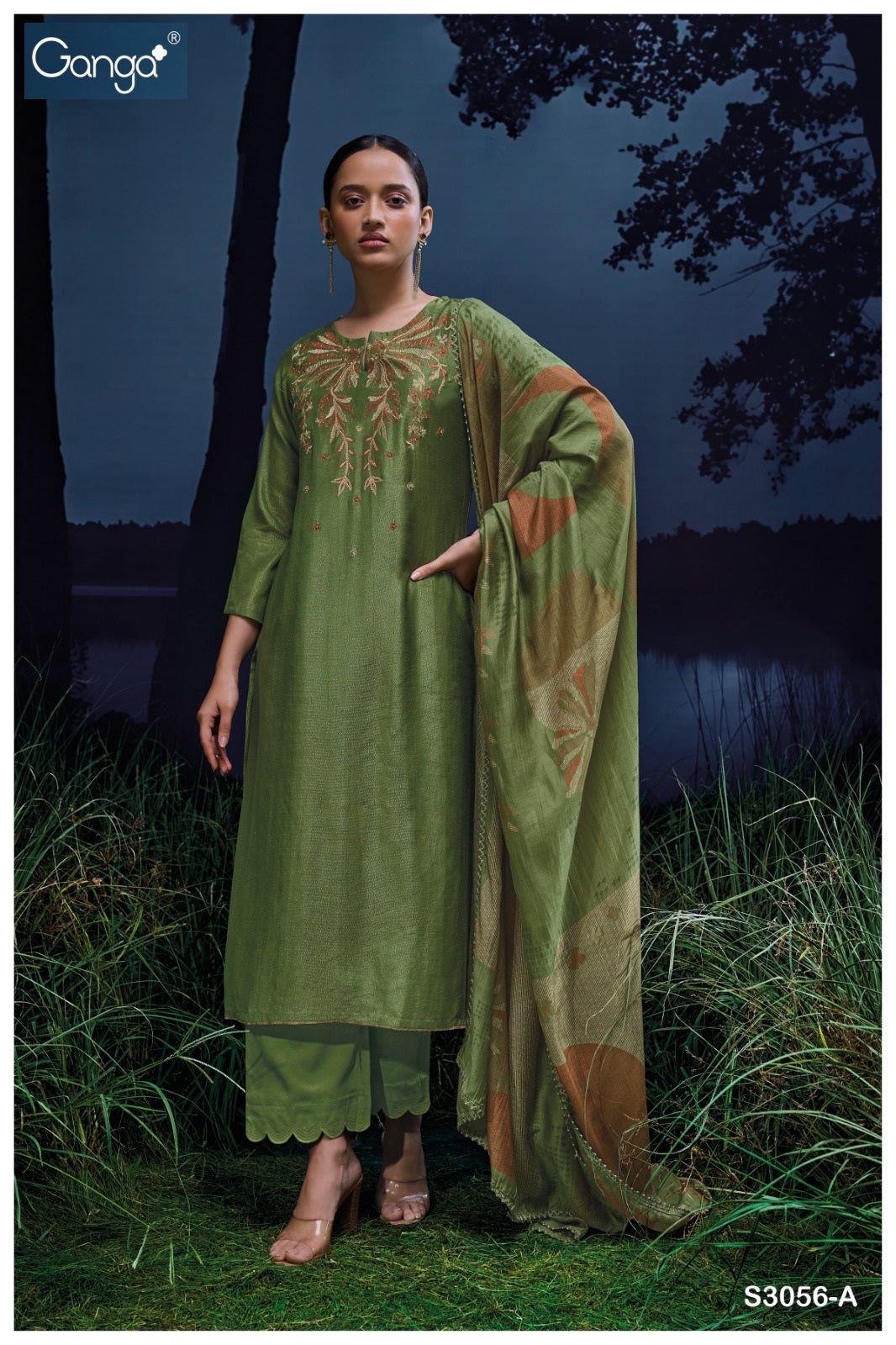 Milena 3056 Ganga Premium Bemberg Plazzo Style Suits Manufacturer Gujarat