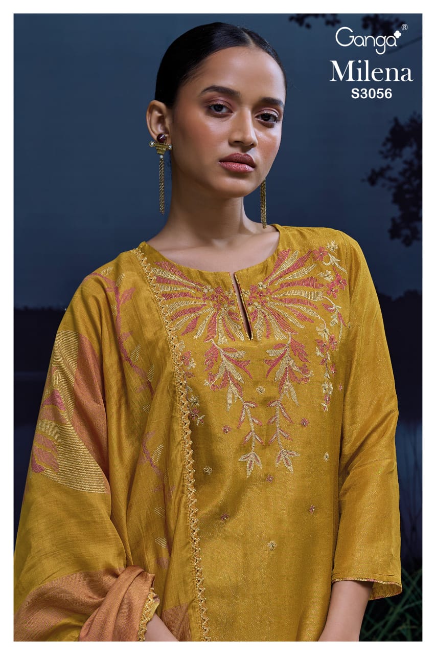Milena 3056 Ganga Premium Bemberg Plazzo Style Suits Manufacturer Gujarat