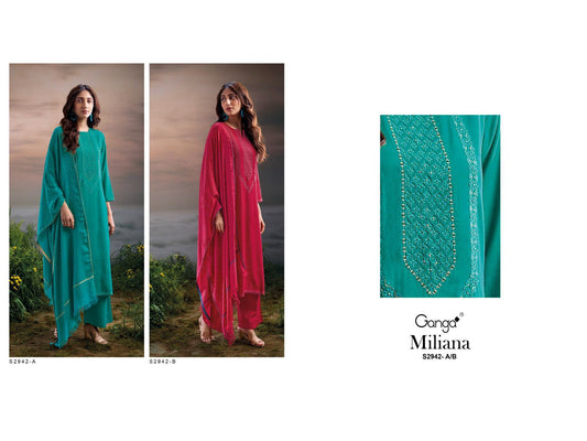 Miliana 2942 Ganga Pashmina Suits Supplier Ahmedabad