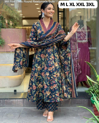 Mill Print Stscc Premium Cotton Readymade Plazzo Style Suits Wholesale Price