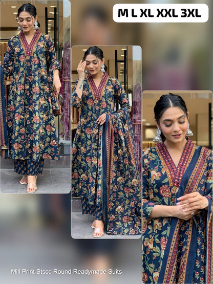 Mill Print Stscc Premium Cotton Readymade Plazzo Style Suits Wholesale Price