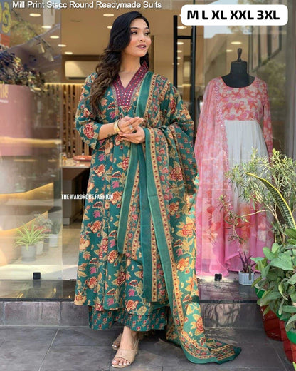 Mill Print Stscc Premium Cotton Readymade Plazzo Style Suits Wholesale Price