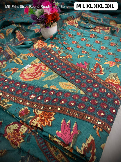 Mill Print Stscc Premium Cotton Readymade Plazzo Style Suits Wholesale Price